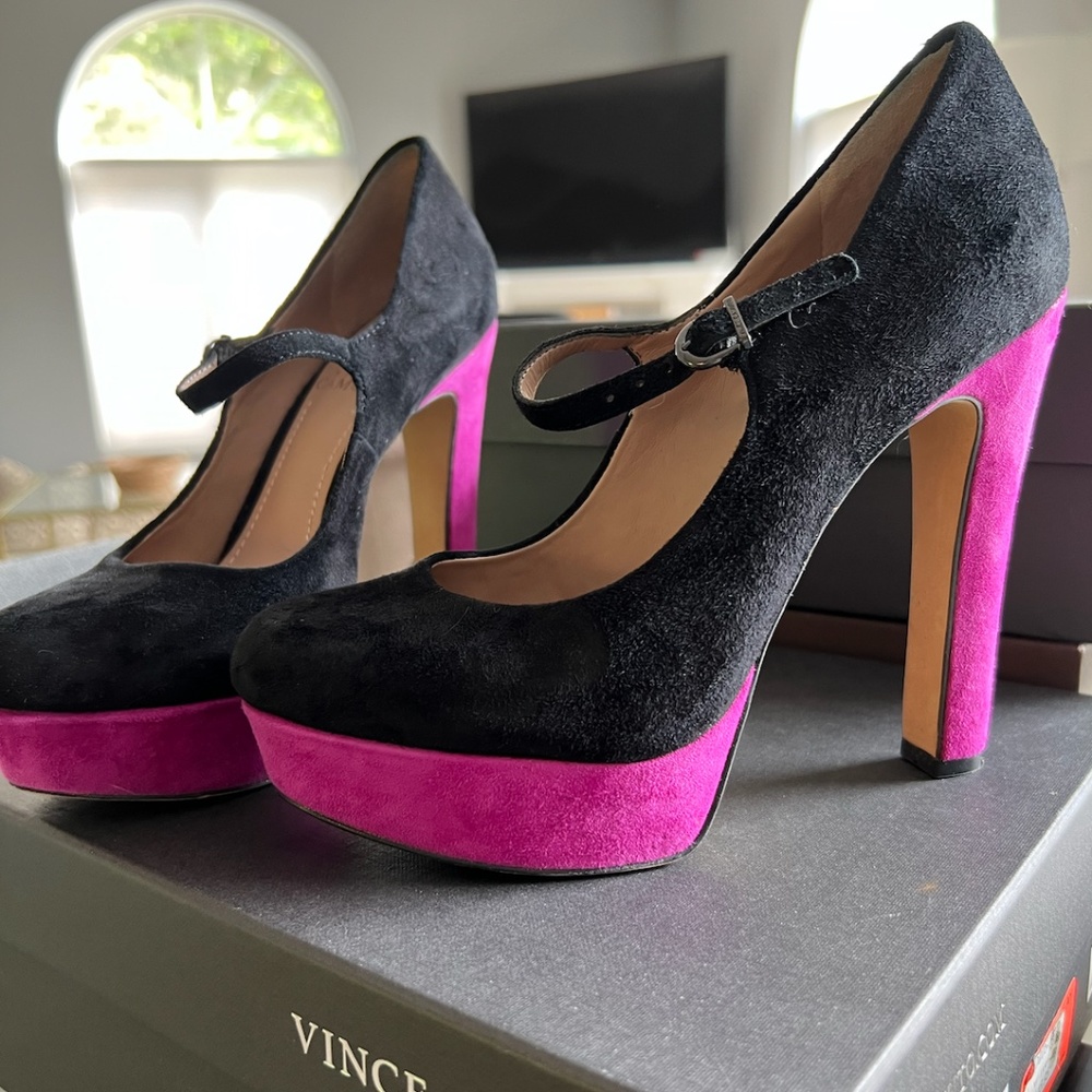 Vince Camuto Platform Black Suede Mary Jane Pumps! PERFECT!